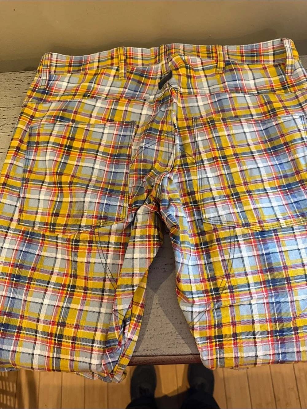 RAW Yellow Plaid Shorts 3d tapered - Picture 8 of 9